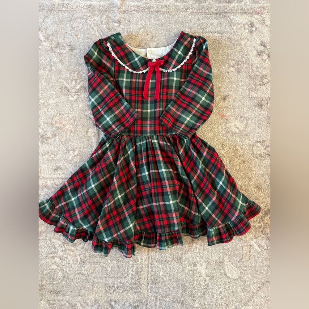 Lu and Ro Plaid flannel Long-Sleeve Dress with Ruffle Hem 6y